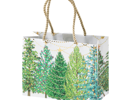 Caspari Christmas Trees With Lights Small Gift Bag Discount