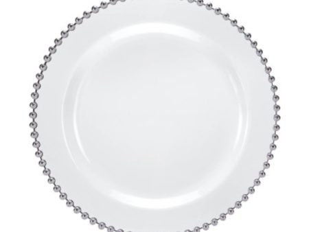 Beaded Premium Plastic Salad & Desert Plates – White With Silver Trim - 7.75  – Set of 10 Cheap