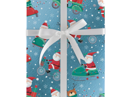 Santa And Snowmobiles Gift Wrap Roll - 30  x 10  Roll –  Local Delivery Only Online Sale