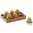 Gold Pinecone Boxed T-lights – 1.75  – Set of 6 Discount